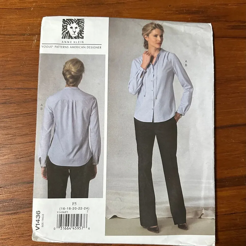 UNCUT Vogue  Pattern 1436 Size 16-24 Ann Klein Top & Pants